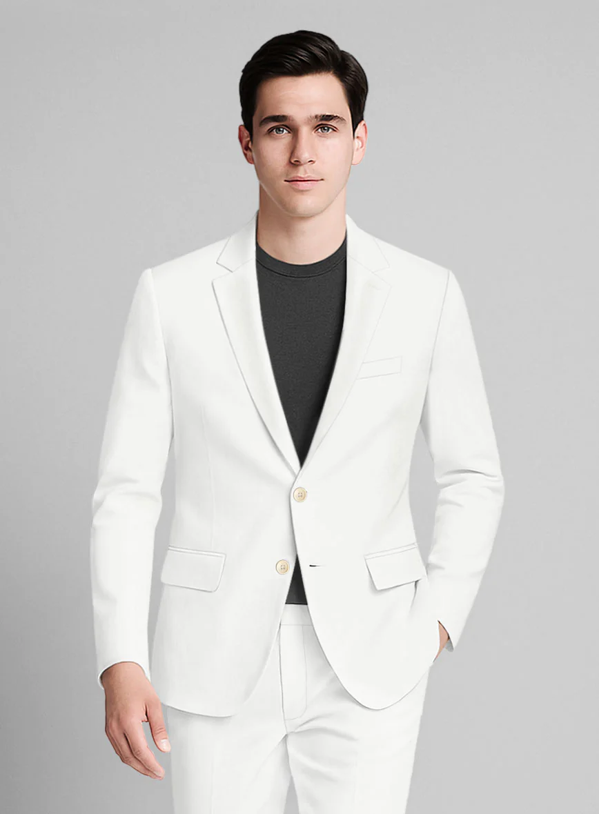 Ivory Napoli Stretch Light Weight Cotton Suit - Image 3