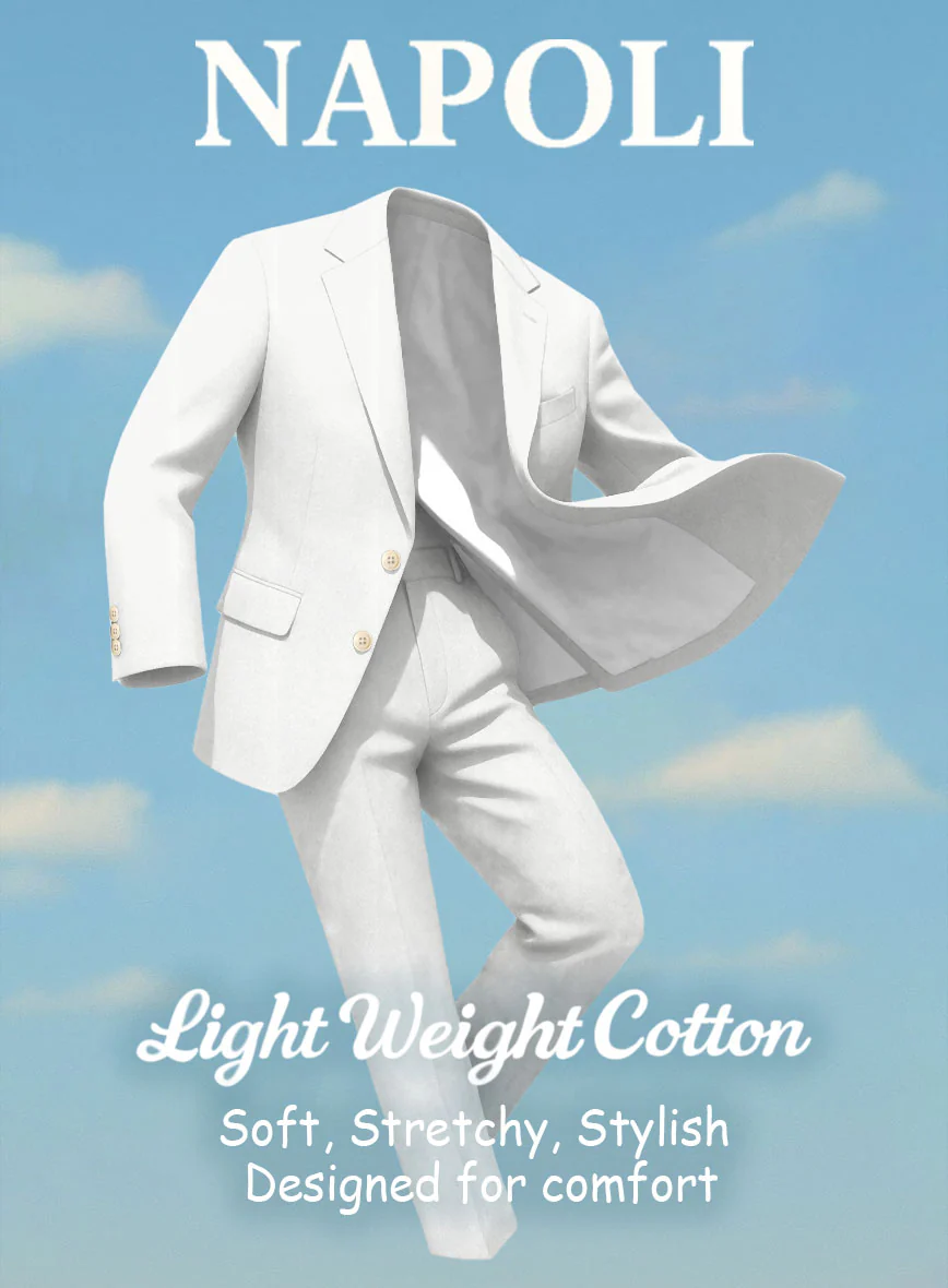 Ivory Napoli Stretch Light Weight Cotton Suit - Image 7