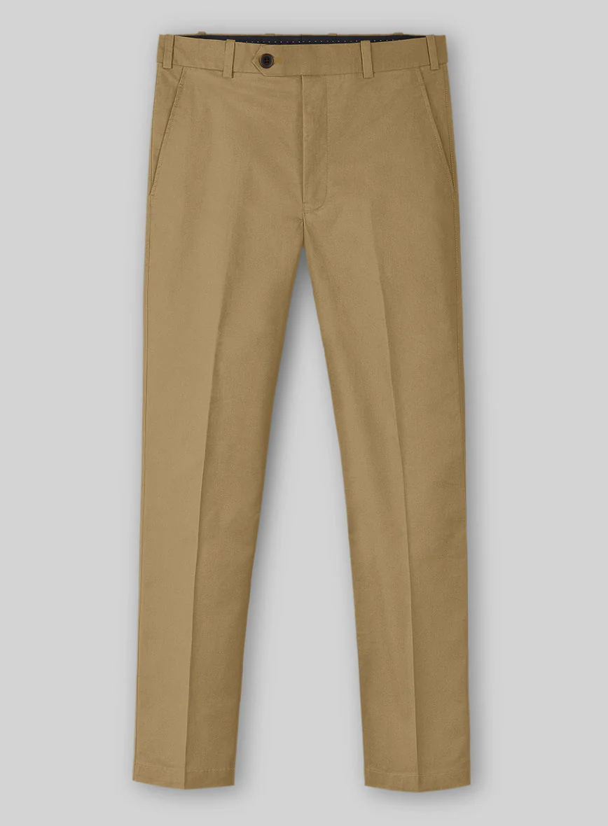 Khaki Feather Cotton Canvas Stretch Pants