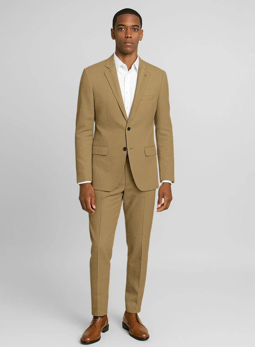 Khaki Feather Cotton Canvas Stretch Suit