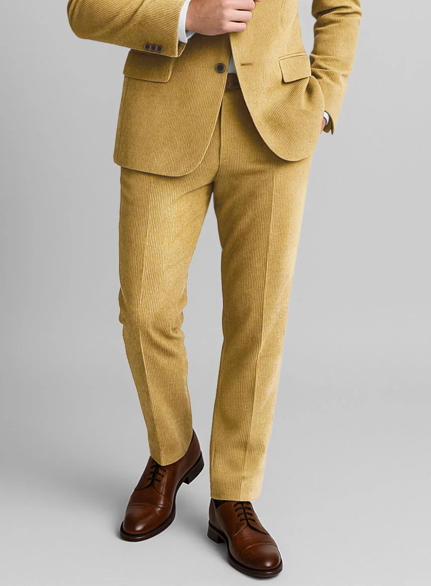 Khaki Stretch Pin Corduroy Pants