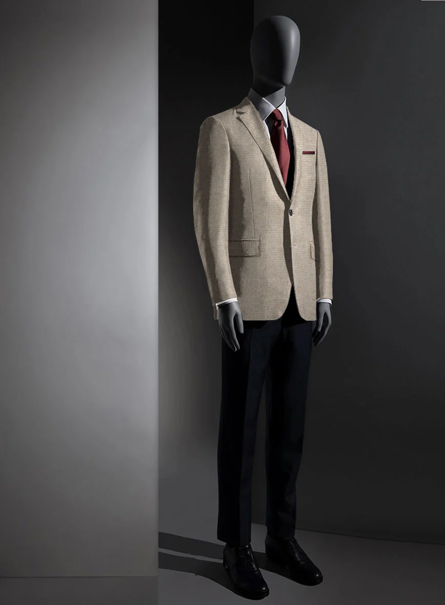 Lanificio Zegna Beige Basket Weave Jacket - Image 2