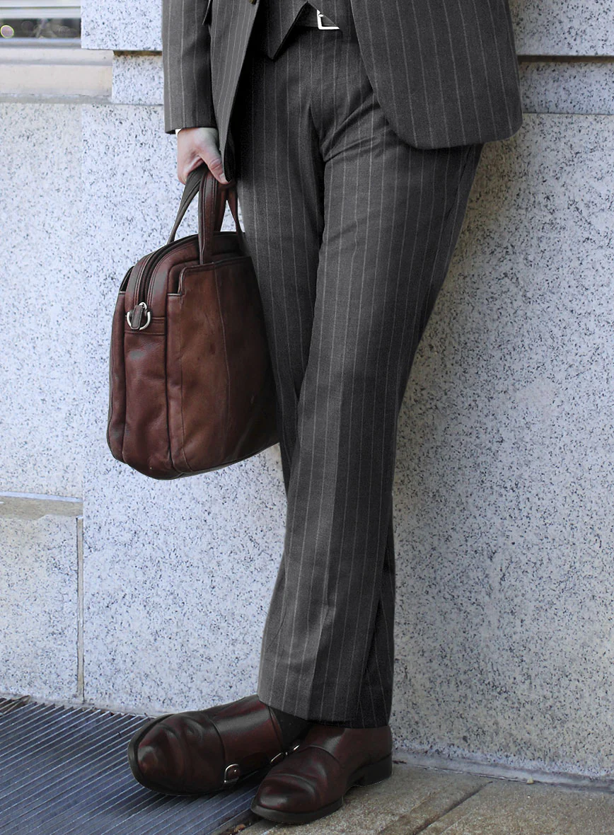 Lanificio Zegna Loop Adana Gray Stripe Wool Pants - Image 2