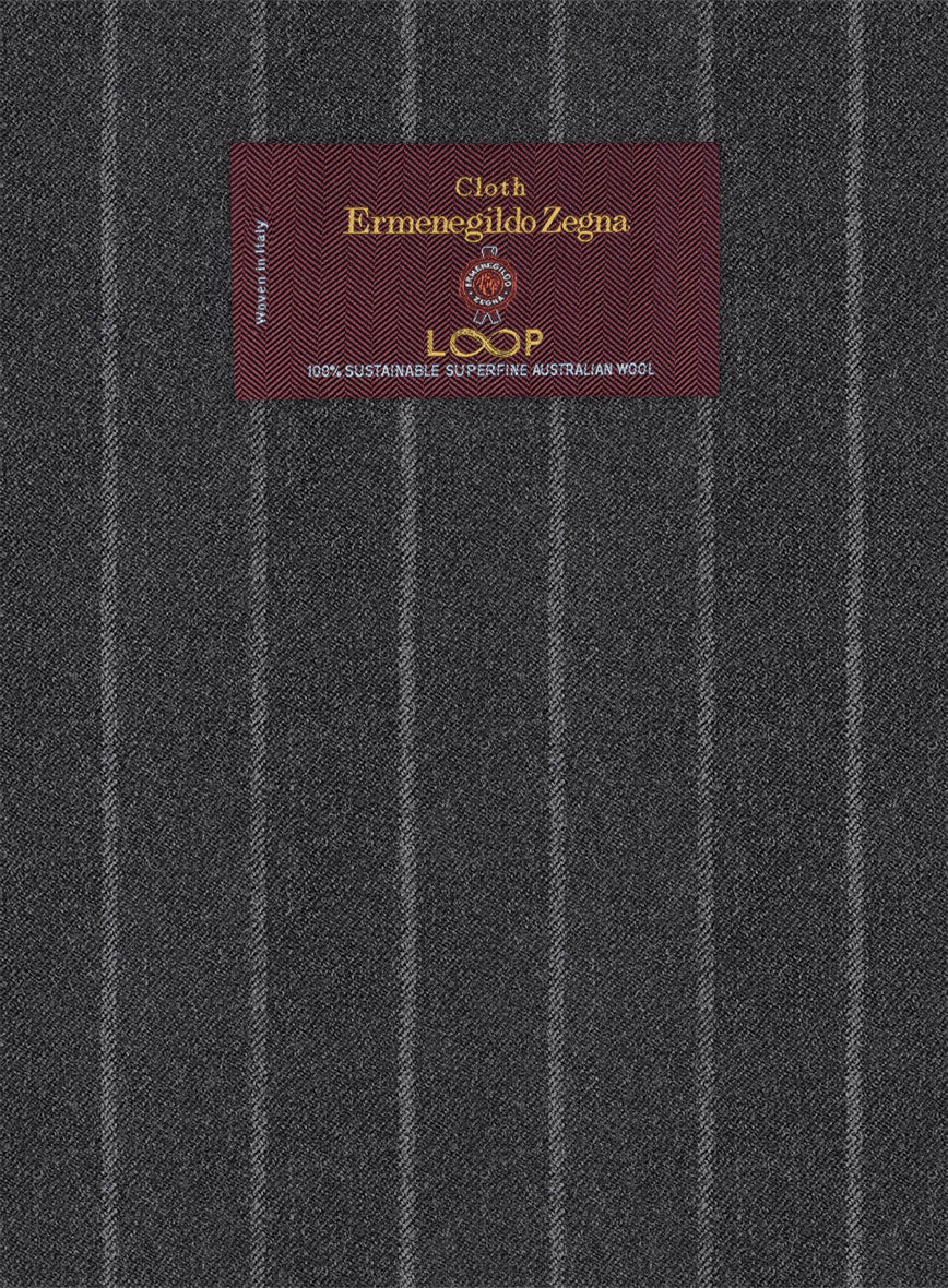 Lanificio Zegna Loop Adana Gray Stripe Wool Pants - Image 3
