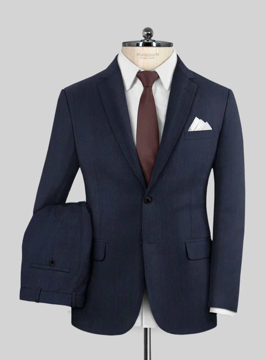 Lanificio Zegna Traveller Adiel Blue Stripe Wool Suit
