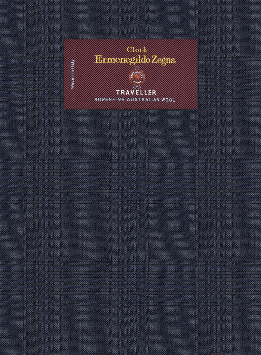 Lanificio Zegna Traveller Isai Blue Checks Wool Pants - Image 3