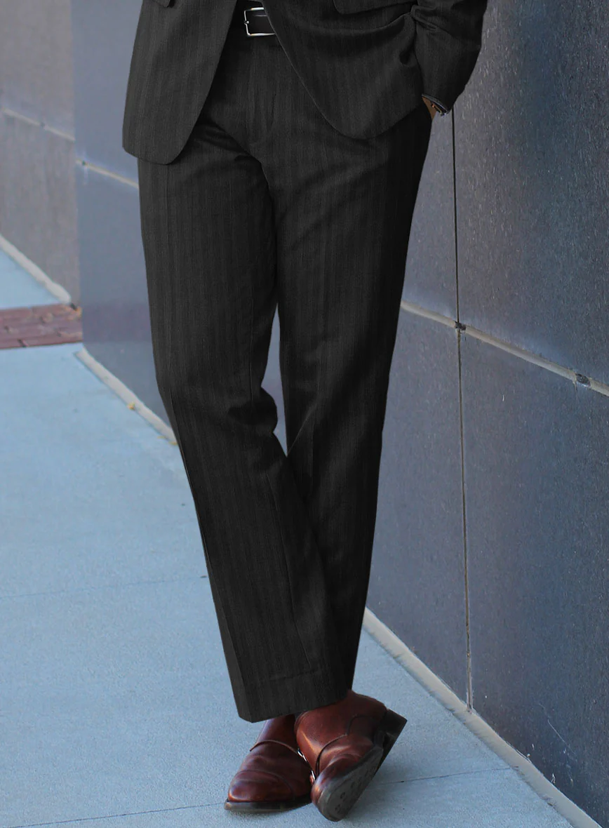 Lanificio Zegna Traveller Jaspal Black Stripe Wool Suit - Image 4
