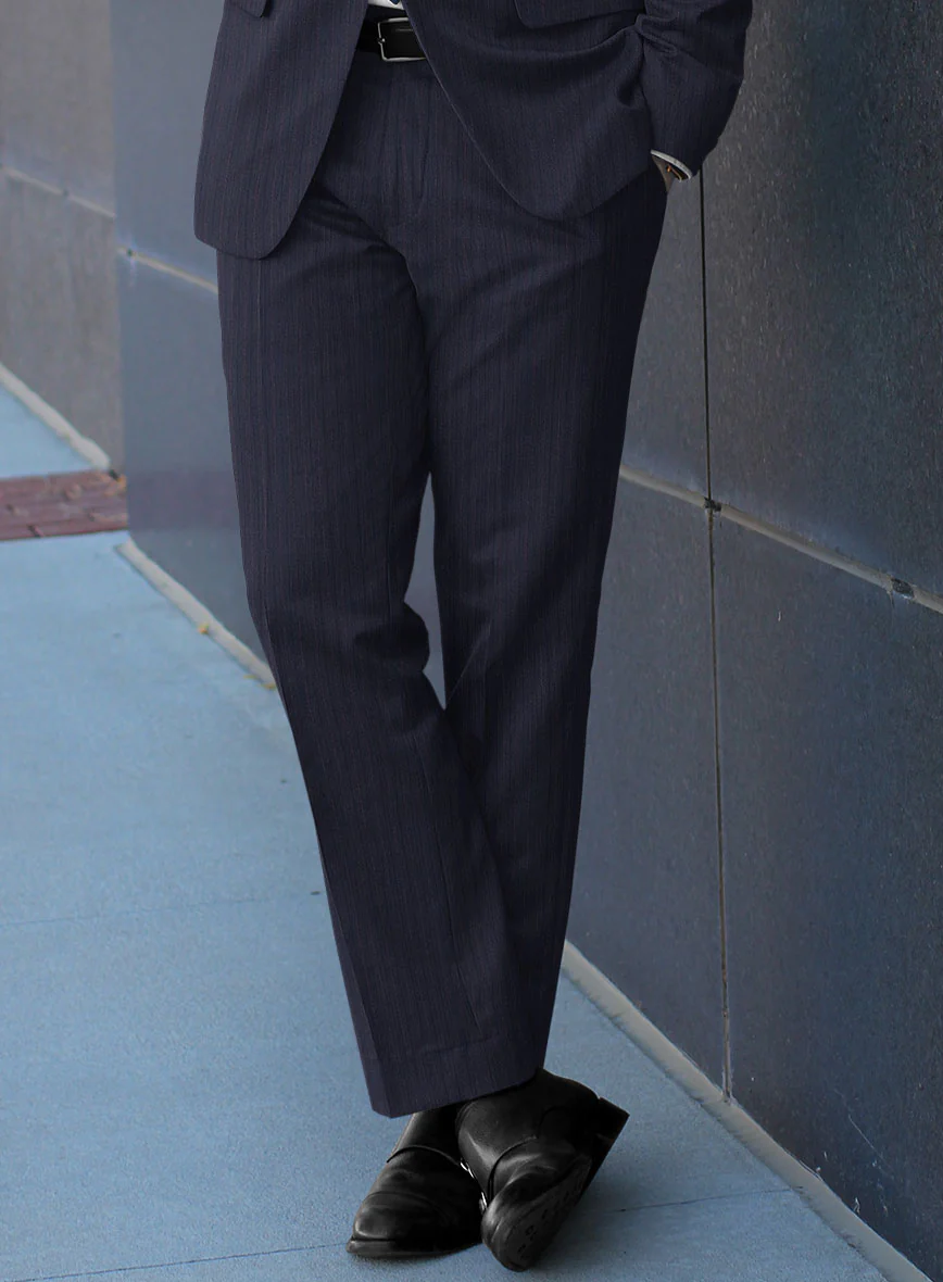 Lanificio Zegna Traveller Naquez Blue Stripe Wool Pants - Image 2