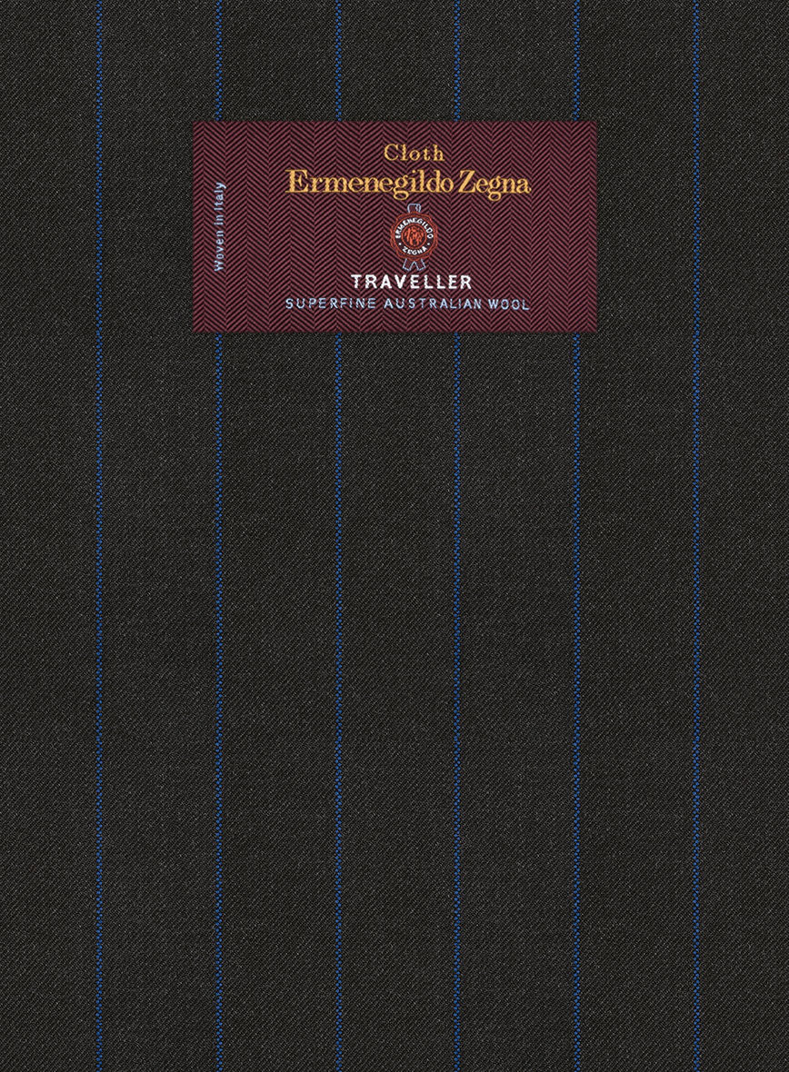 Lanificio Zegna Traveller Renar Black Stripe Wool Pants - Image 2