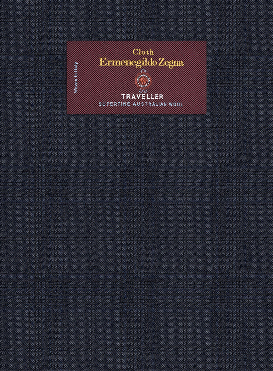 Lanificio Zegna Traveller Tirno Blue Checks Wool Jacket - Image 2