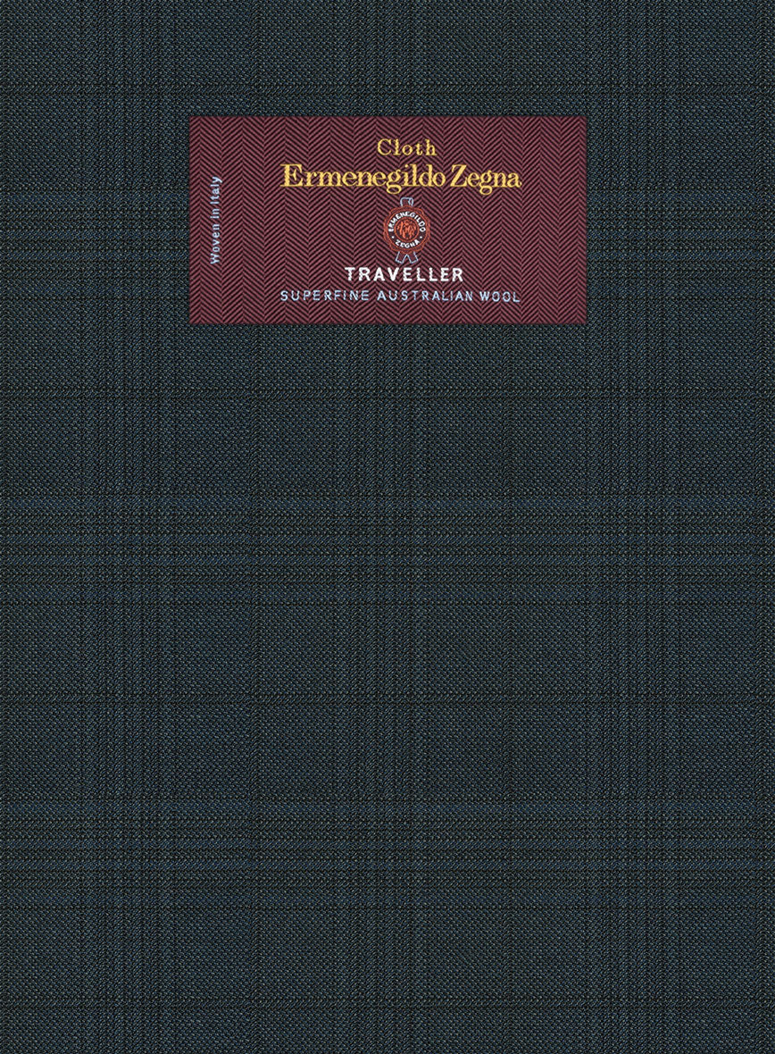 Lanificio Zegna Traveller Tirno Dark Blue Checks Wool Suit - Image 6