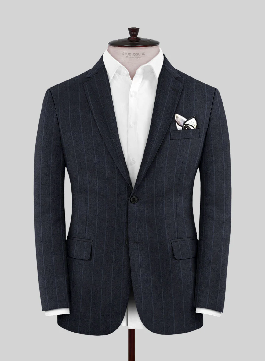 Lanificio Zegna Trofeo Alado Blue Stripe Wool Jacket