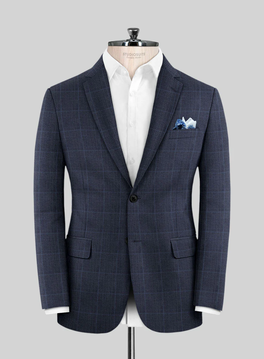 Lanificio Zegna Trofeo Bonsus Blue Checks Wool Jacket