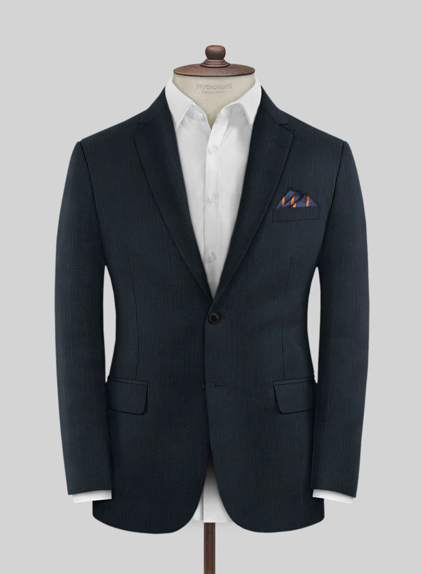 Lanificio Zegna Trofeo Dexi Dark Blue Stripe Wool Jacket