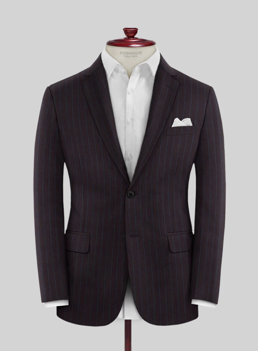 Lanificio Zegna Trofeo Dexi Dark Maroon Stripe Wool Jacket