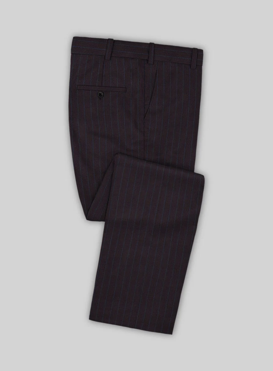 Lanificio Zegna Trofeo Dexi Dark Maroon Stripe Wool Pants
