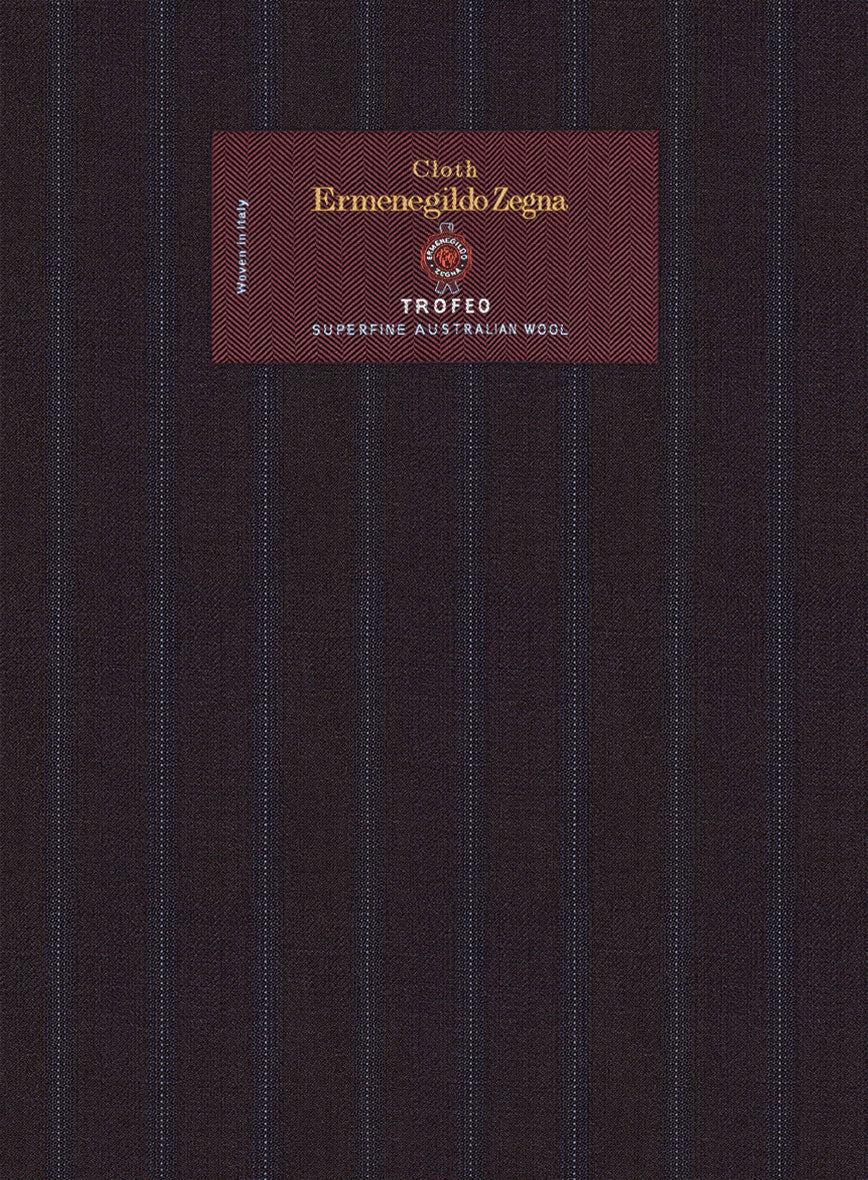 Lanificio Zegna Trofeo Dexi Dark Maroon Stripe Wool Pants - Image 2