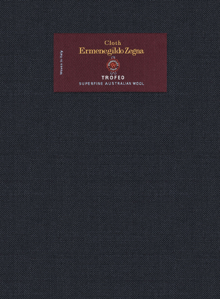 Lanificio Zegna Trofeo Sharkskin Navy Blue Wool Suit - Image 6