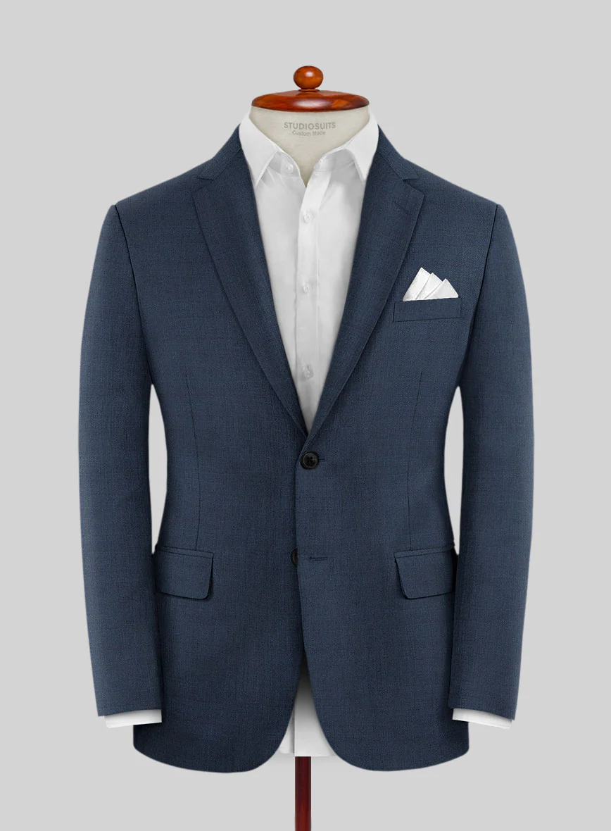 Lanificio Zegna Trofeo Sharkskin Royal Blue Wool Jacket