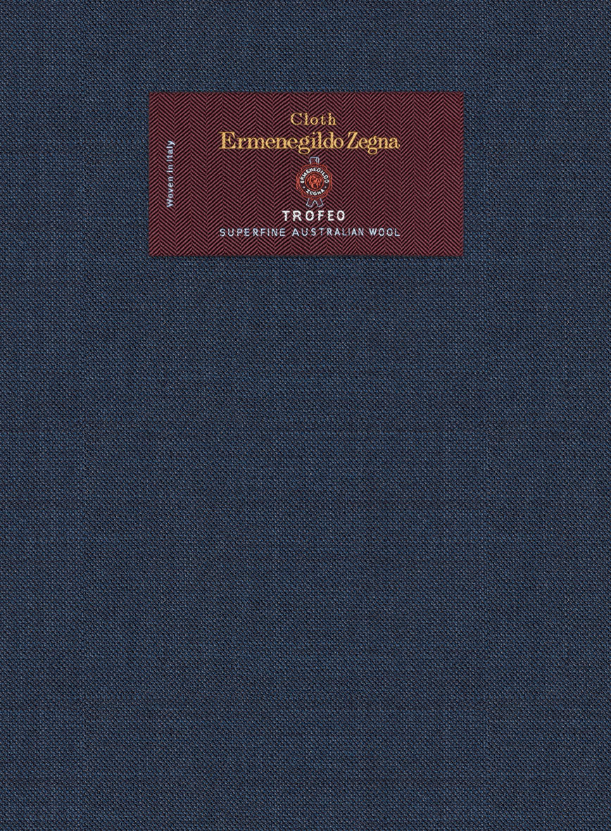 Lanificio Zegna Trofeo Sharkskin Royal Blue Wool Pants - Image 2