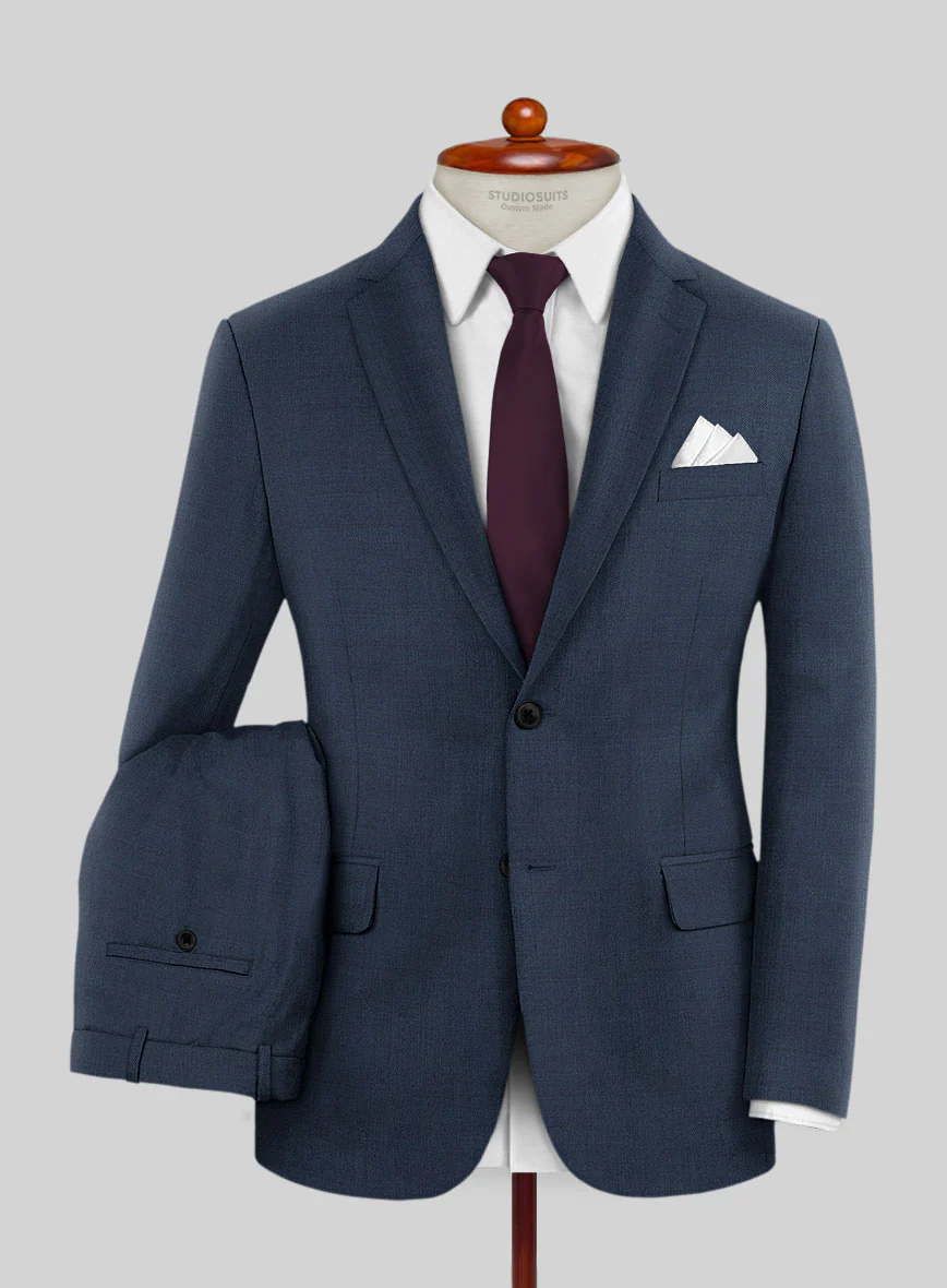 Lanificio Zegna Trofeo Sharkskin Royal Blue Wool Suit