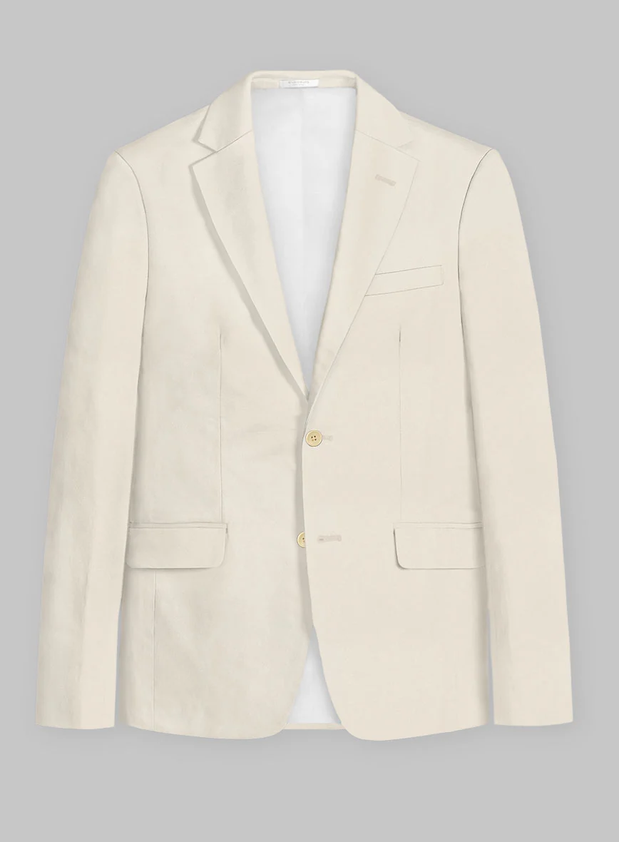 Light Beige Feather Cotton Canvas Stretch Suit - Image 3