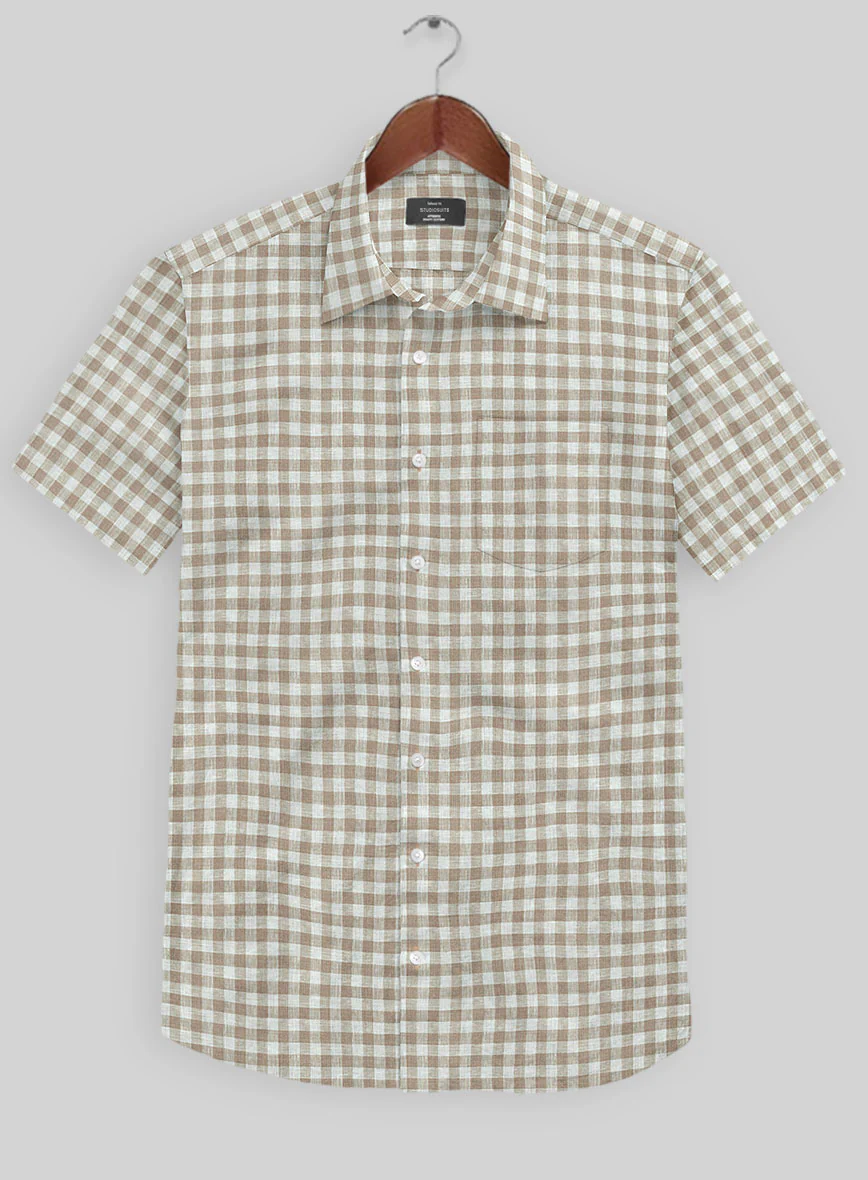 Light Brown Checks Linen Shirt