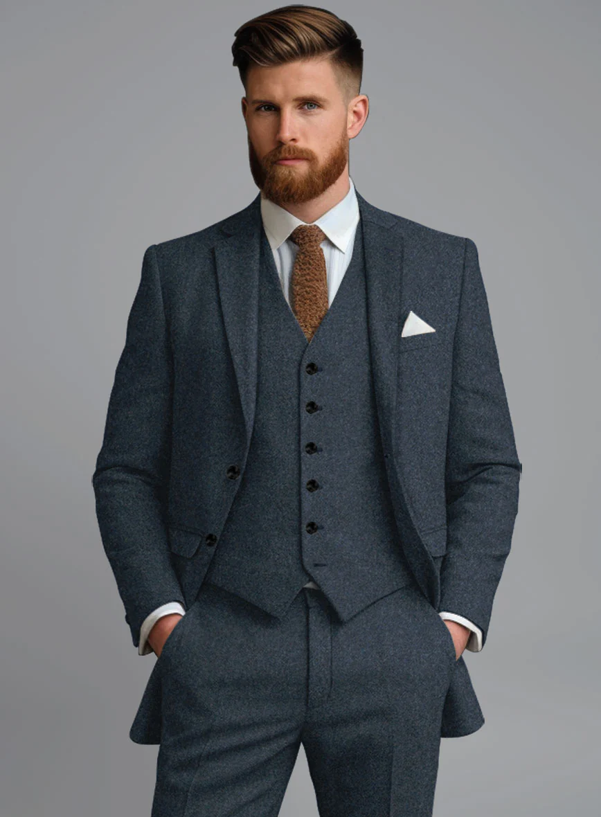 Light Weight Bond Blue Tweed Jacket - Image 2