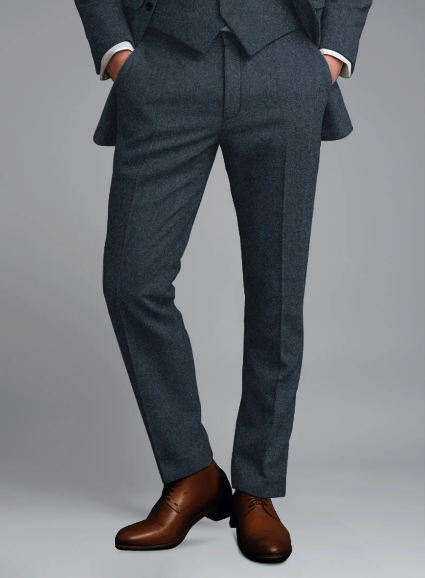 Light Weight Bond Blue Tweed Pants - Image 2