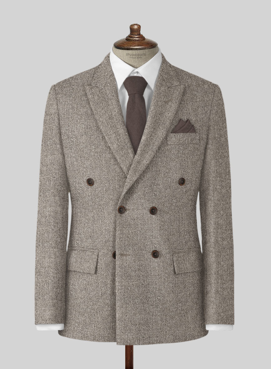 Light Weight Brown Tweed Double Breasted Jacket - Image 2