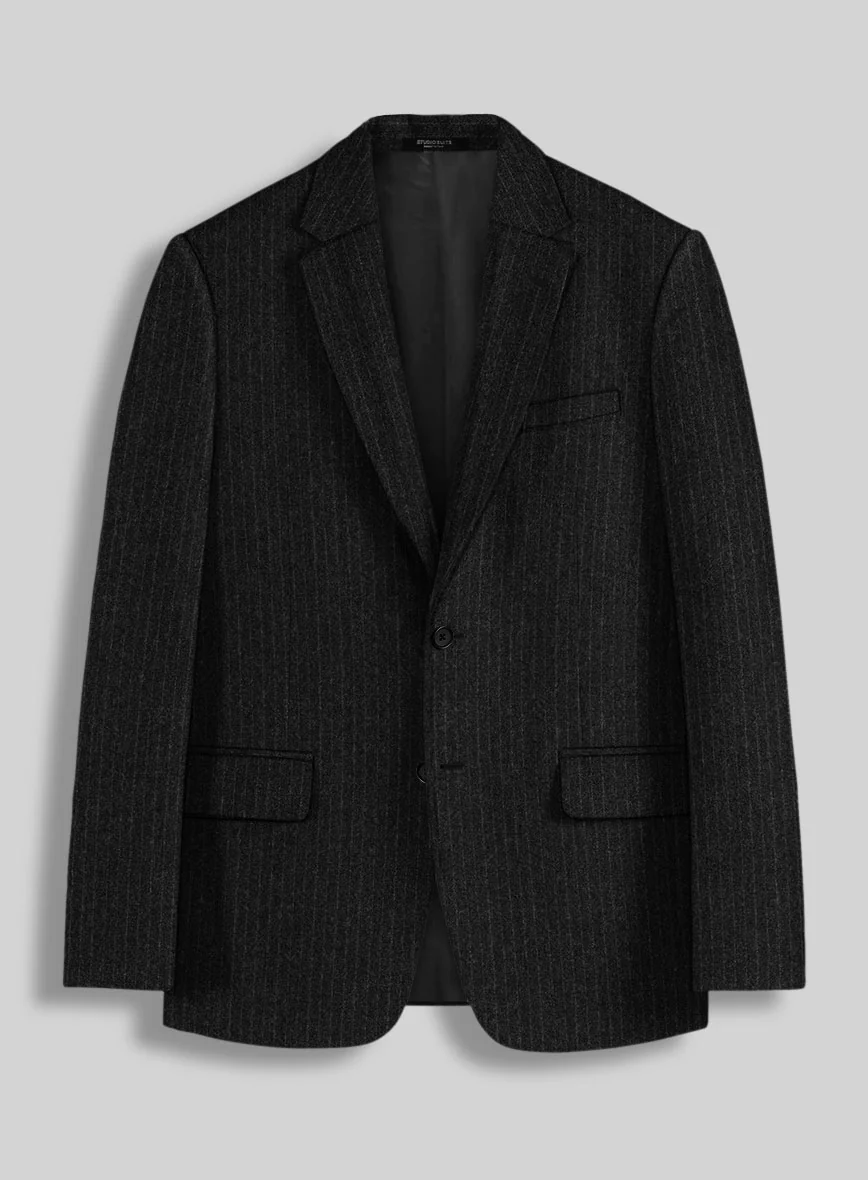 Light Weight Charcoal Stripe Tweed Suit - Image 4