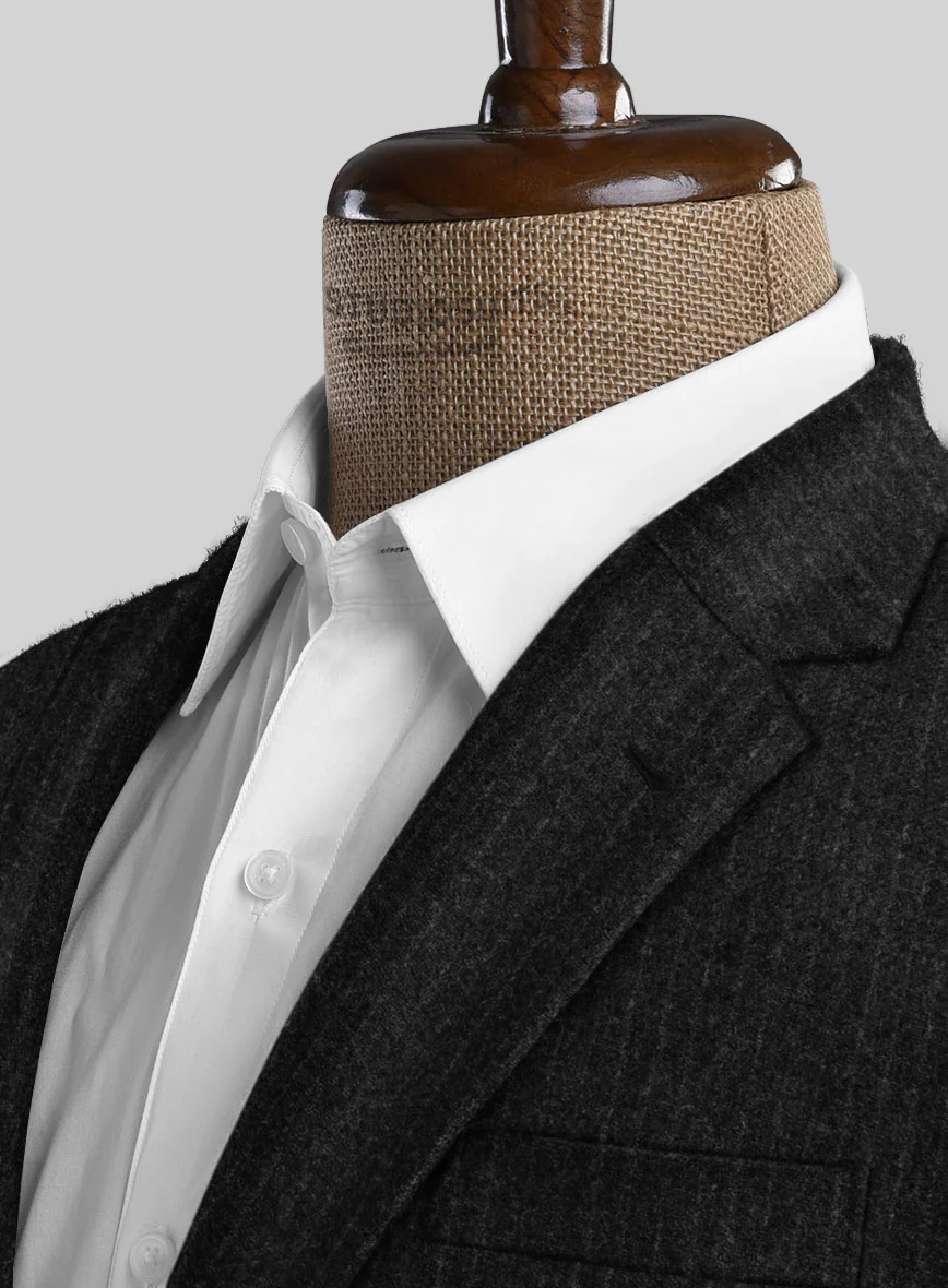 Light Weight Charcoal Stripe Tweed Suit - Image 5