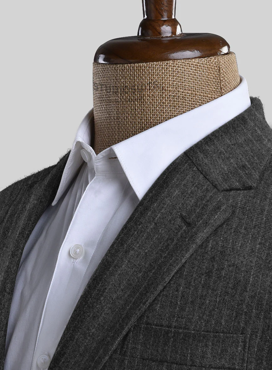 Light Weight Dark Gray Stripe Tweed Jacket - Image 3