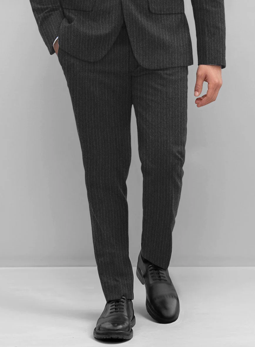 Light Weight Dark Gray Stripe Tweed Pants - Image 2