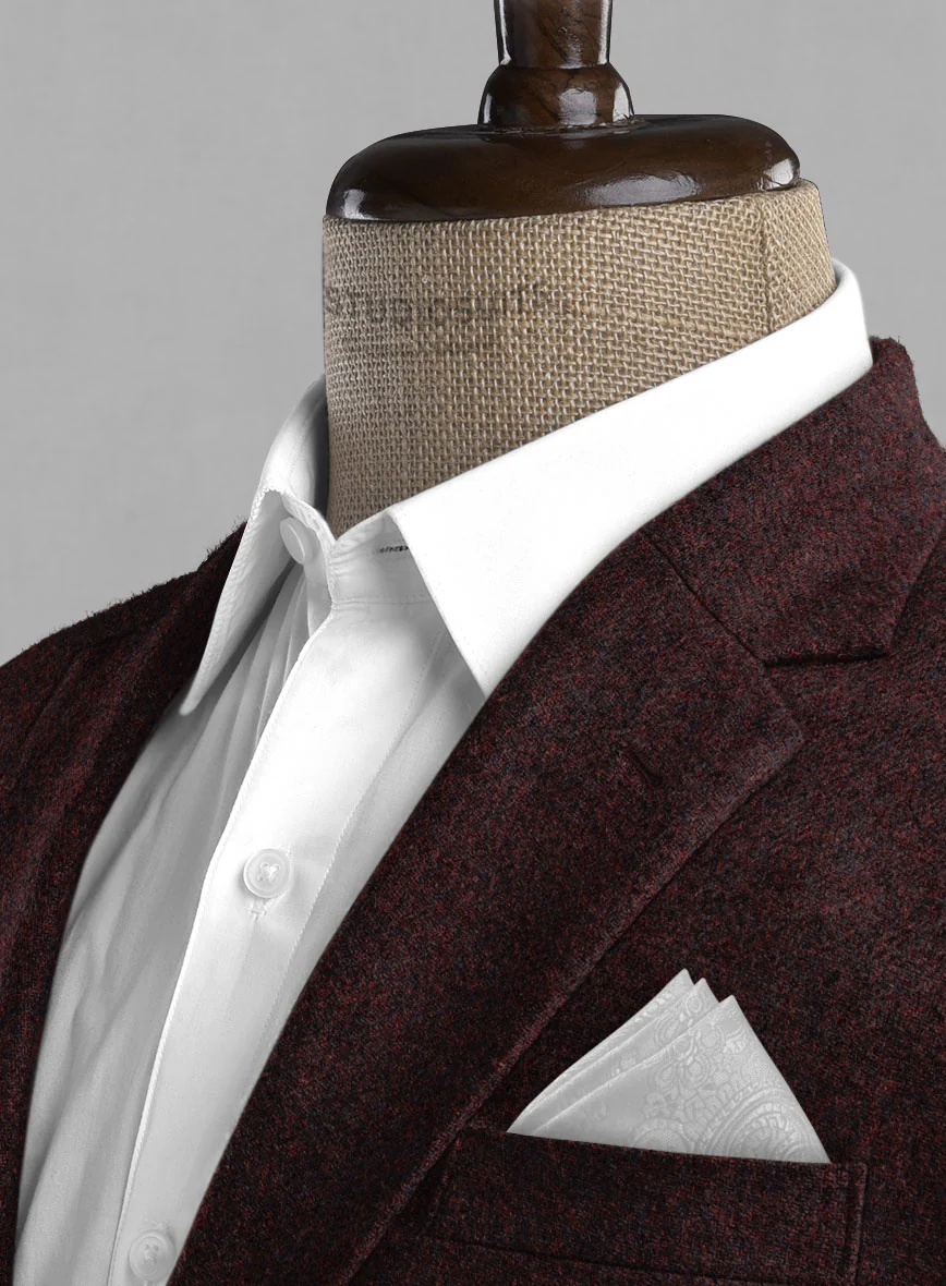 Light Weight Melange Wine Tweed Jacket - Image 3