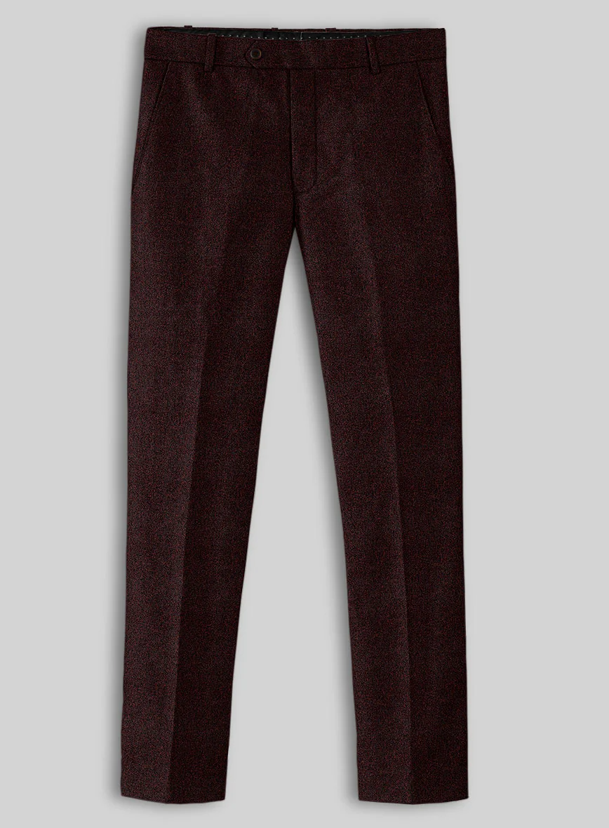 Light Weight Melange Wine Tweed Pants - Image 2