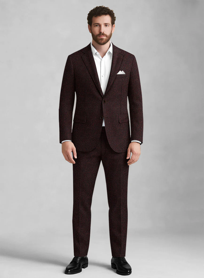 Light Weight Melange Wine Tweed Suit