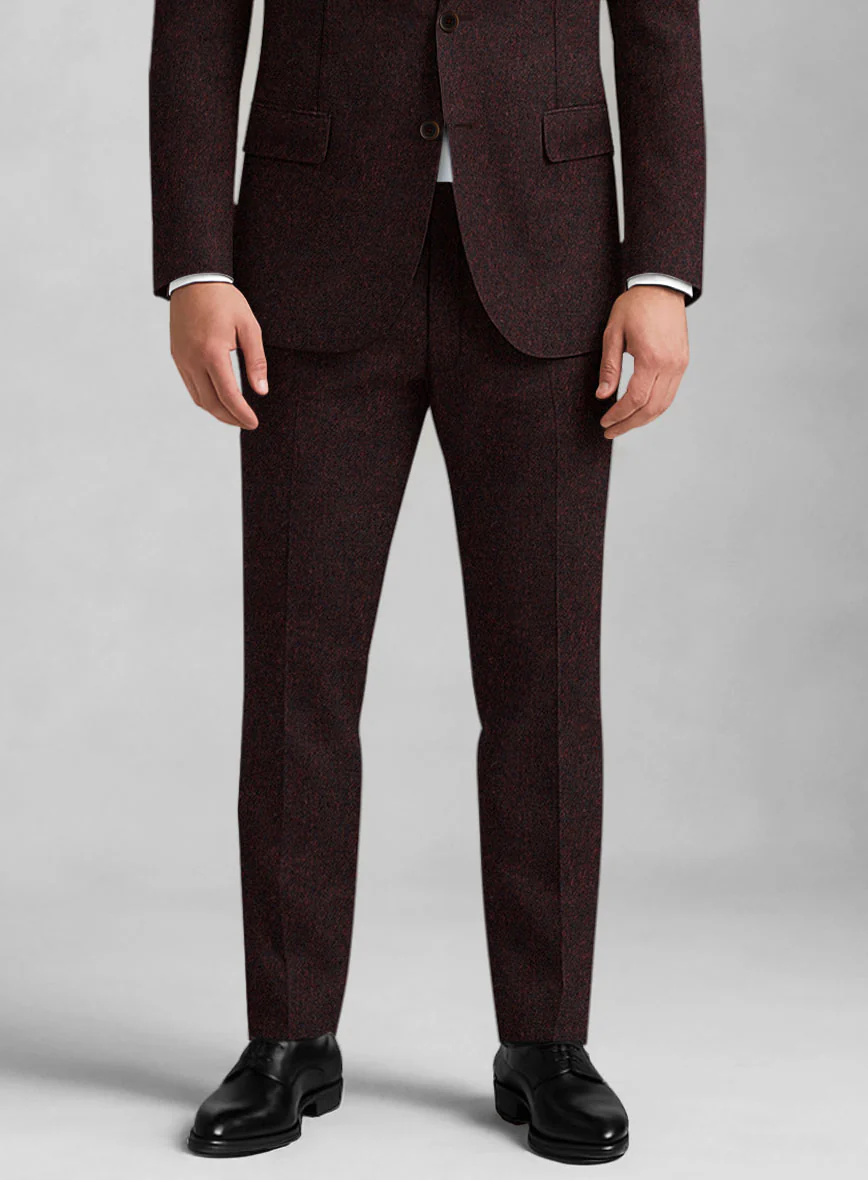 Light Weight Melange Wine Tweed Suit - Image 7
