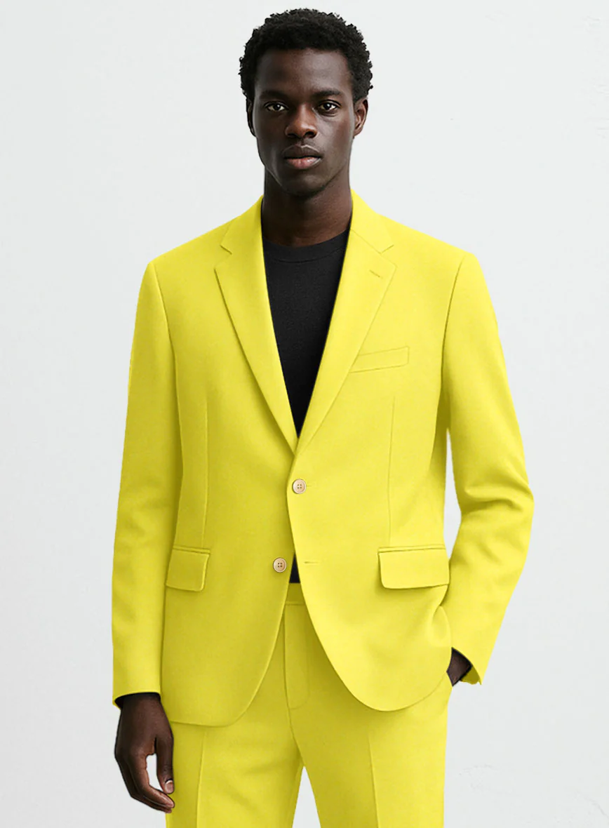 Lime Yellow Napoli Stretch Light Weight Cotton Suit - Image 3