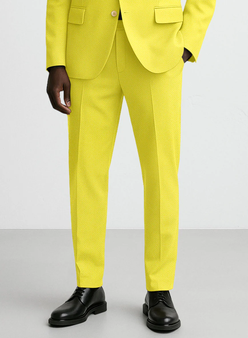 Lime Yellow Napoli Stretch Light Weight Cotton Suit - Image 5