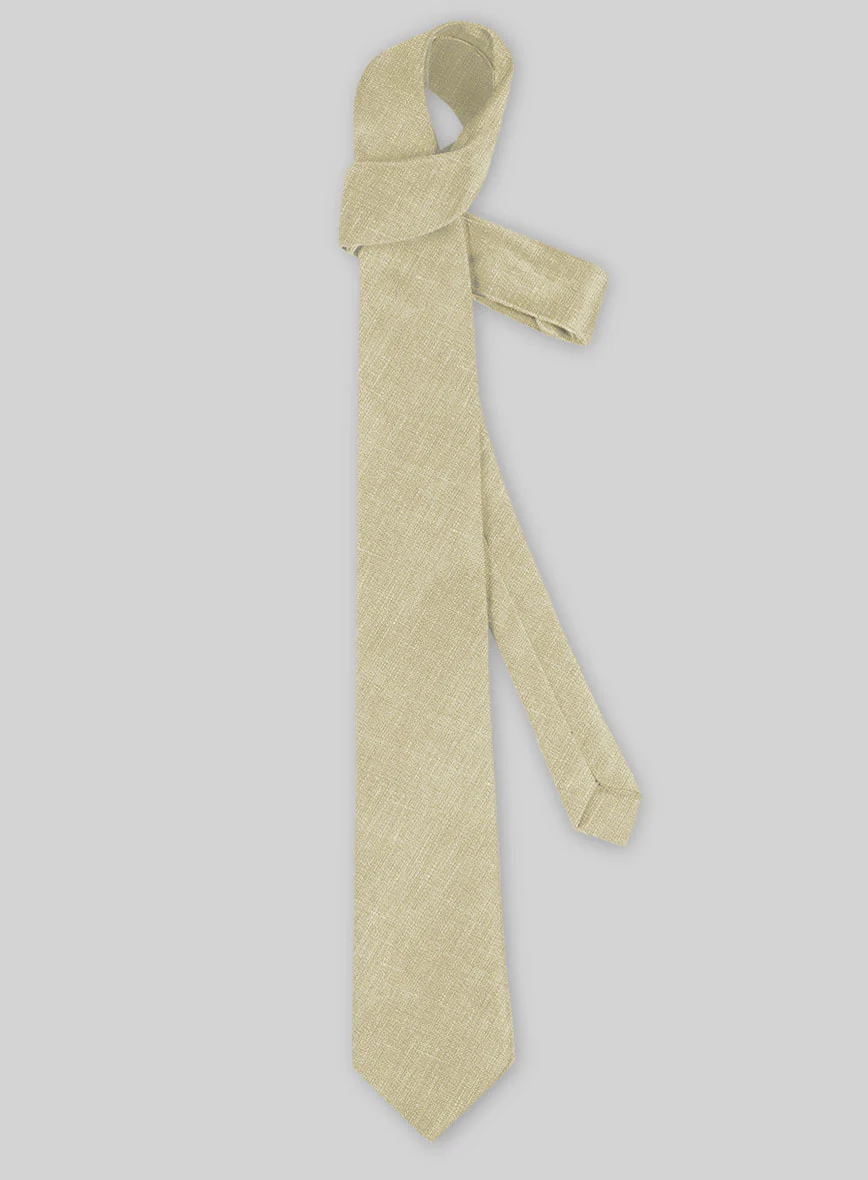 Linen Tie - Italian Prato Khaki - Image 2