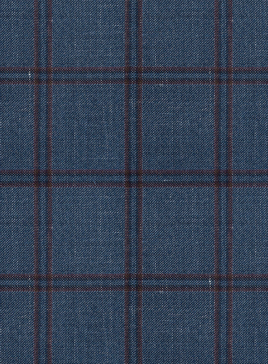 London Loom Blue Check Wool Silk Linen Jacket - Image 4
