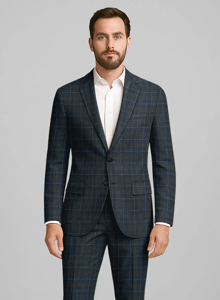 London Loom Blue Check Zervin Wool Jacket - Image 2