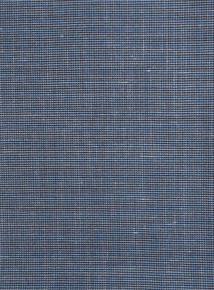 London Loom Blue Nailhead Wool Silk Linen Jacket - Image 4