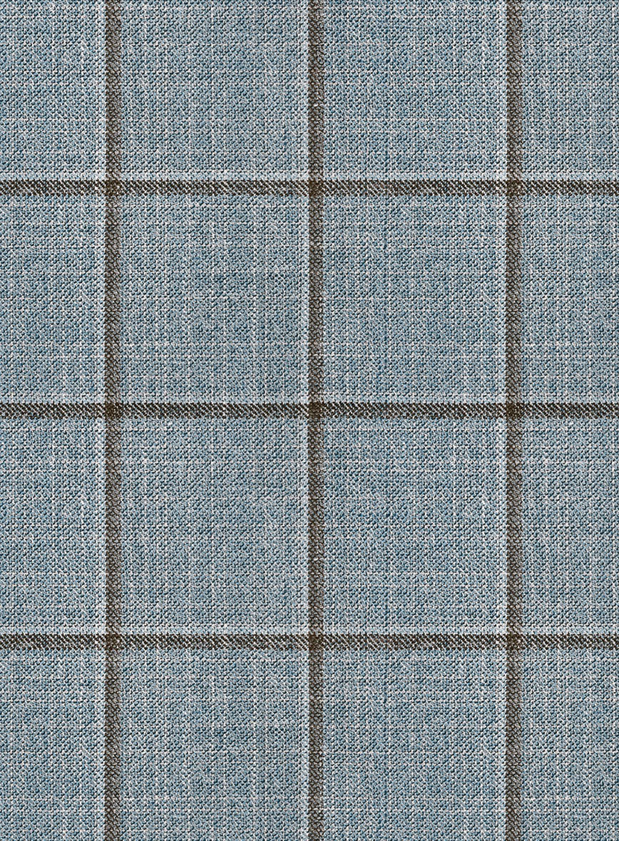 London Loom Blue Windowpane Wool Silk Linen Jacket - Image 4