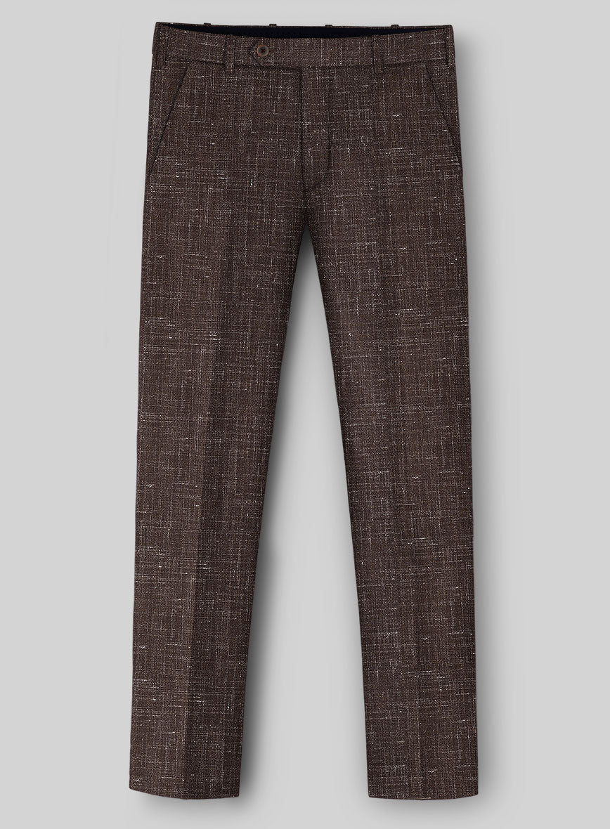 London Loom Brown Gionel Wool Linen Pants - Image 2
