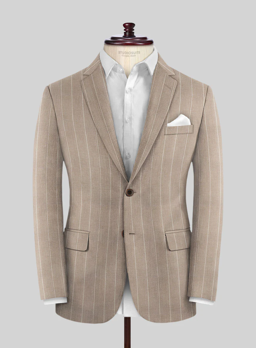 London Loom Brown Stripe Wool Silk Linen Jacket - Image 3