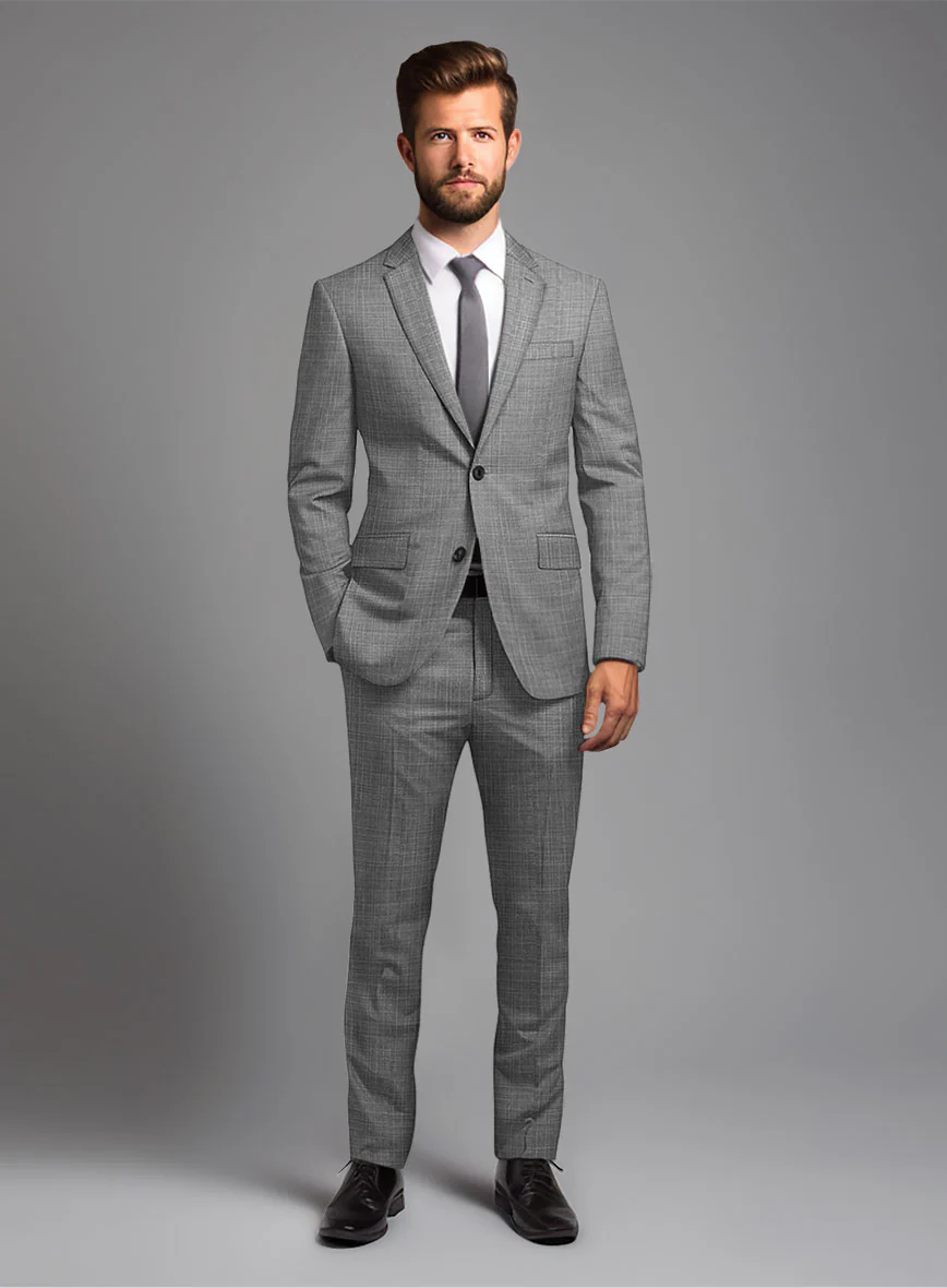 London Loom Gray Eufemia Wool Silk Linen Suit