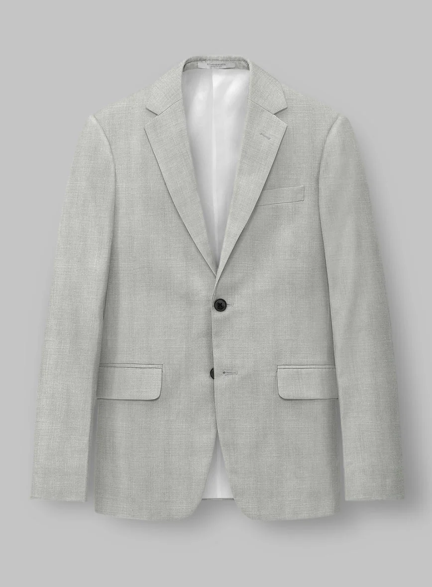 London Loom Gray Herringbone Wool Silk Linen Jacket