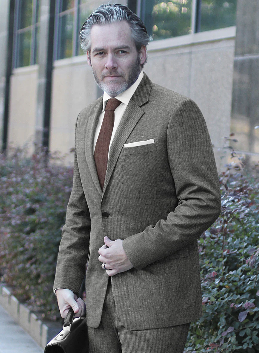 London Loom Gray Twill Wool Silk Linen Suit - Image 3